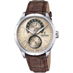 Festina Multifunktionsuhr »Retro«, Armbanduhr, Quarzuhr, Herrenuhr, Lederarmband, Datum