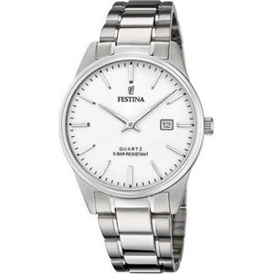 Festina Herenhorloge F20511/2 klassieke roestvrijstalen behuizing 316L zilver 316L roestvrij stalen armband zilver, Foema gorro graduación, Armband