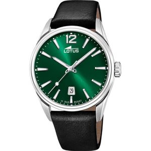 Lotus Herenhorloge, analoog, kwarts, met lederen band, 18693/4, zilver, zwart, groen, veelzijdig, zilver, zwart, groen, Veelzijdig
