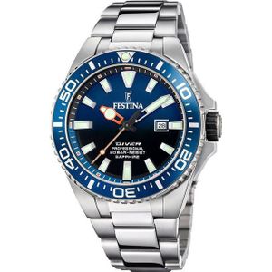Festina Taucheruhr Diver Collection F20663/1, Armbanduhr, Quarzuhr, Herrenuhr, Edelstahlarmband, Datum, Saphirglas