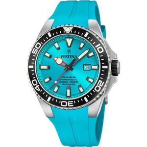 Festina Taucheruhr F20664/5 – Türkis, Silikonband, 45,7 mm, für Herren, sportliches Design, 20 Bar wasserdicht
