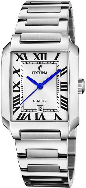 Festina Quarzuhr »On The Square«, Armbanduhr, Damenuhr, Edelstahlarmband, Datum