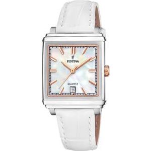 Festina Quarzuhr On The Square F20682/1, Armbanduhr, Damenuhr, Lederarmband, Datum
