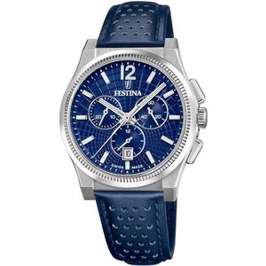Festina Chronograph »Rive Collection«, Quarzuhr, Armbanduhr, Herrenuhr, Swiss Made, Lederarmband, analog, Tag