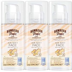 Hawaiian Tropic Silk Hydration Air Soft Face SPF30 Zonnecrème voor het gezicht, 50 ml, 3 stuks