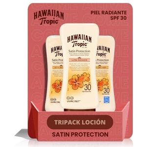 HAWAIIAN Tropic Satin Protection Ultra Radiance Zonwering SPF 30, beschermt de huid, geur van tropische vruchten, crème, verpakking van 3 x 180 ml, 540 ml