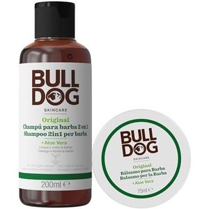 Bulldog Skincare - Lange baardverzorgingsset bestaande uit: 2-in-1 shampoo en conditioner + originele baardbalsem - natuurlijke ingrediënten, zonder parabenen of synthetische geur