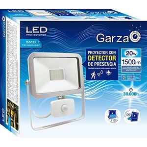 Garza Lighting Outdoor ISPOT LED-buitenspot met bewegingsmelder, 90 graden detectiehoek, 3 regelaars, vermogen 20 W, neutraal licht 4000 K, zilverkleurig