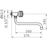 Inbouw keukenkraan grb kitchen koudwaterkraan hoog model messing chroom