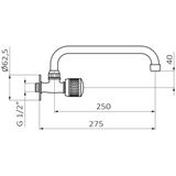 Inbouw keukenkraan grb kitchen koudwaterkraan laag model messing chroom