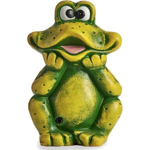 Ibergarden Tuinbeeld kikker - keramiek - H30 cm - groen mix kleuren - tuin dieren beelden