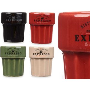 Vessia Espresso/koffie kopjes set Italia - 6x - kleuren mix - 80ml - Porselein - met print
