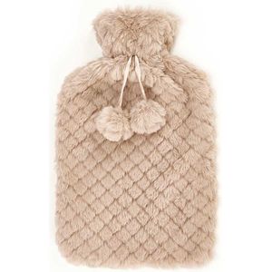 Giftdecor Warmwater kruik - 1.8 liter - hoes in het beige - winter kruiken - bedkruiken - kinderen/volwassenen