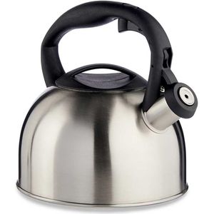 kinvara fluitketel - RVS - 2.5 liter - zilver/zwart - waterkoker voor camping/ caravan/ camper