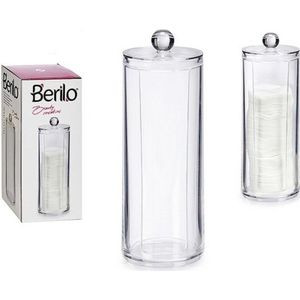 Berilo Make up watjes/watten schijfjes houder/dispenser - 7 x 20 cm - kunststof - organizer
