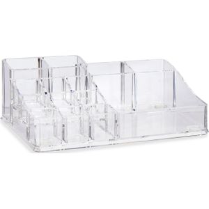 Make-up organizer/opberger 14-vaks 22 x 12,5 cm van kunststof - Make-up houder