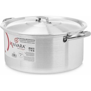 Kinvara grote kookpan/Soeppan met deksel - Aluminium - 8 liter - D30 x H16 cm - Sauspan - Extra groot