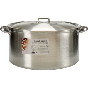 Kinvara grote kookpan/Soeppan met deksel - Aluminium - 25 liter - D43 x H24 cm - Sauspan - Extra groot