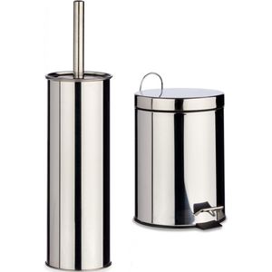 Pedaalemmer 5 liter met toiletborstel RVS - Badkamerset - WC/Toiletset