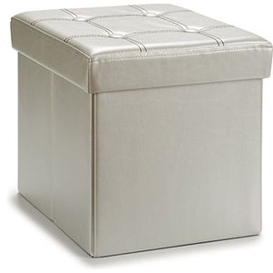 Poef Square BOX - hocker - opbergbox - zilvergrijs - polyester/mdf - 31 x 31 cm - opvouwbaar - Poefs