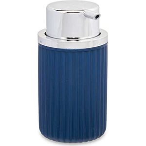 Berilo zeeppompje/dispenser Roma - blauw/zilver - kunststof - 8 x 15 cm - 420 ml - badkamer/toilet/keuken