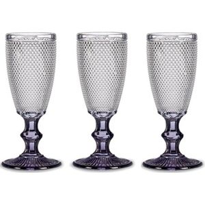Vivalto - Luxe Champagneglazen Monaco serie set 6x antraciet voet 180 ml