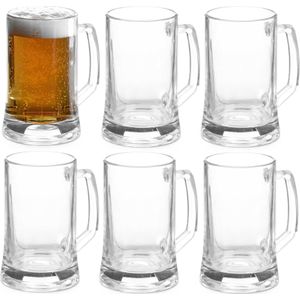 Vivalto Bierglazen - Bierpullen - transparant glas - 6x stuks - 380 ml - Cadeau - Vaderdag