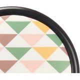 Giftdecor Bijzet krukje/stoel - Opvouwbaar - zwart/deco patroon - D30 x H45 cm
