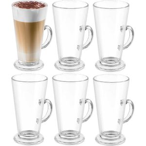 Vivalto Caffe Latte macchiato/koffie glazen model Paris - transparant glas - 6x stuks - 280 ml