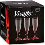 Vivalto - Luxe Champagneglazen Monaco serie set 6x op rode voet 180 ml