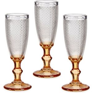 Vivalto - Luxe Champagneglazen Monaco serie set 6x op goud voet 180 ml