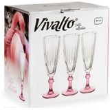 Vivalto - Champagneglazen Exotic Collection set 6x op roze voet 170 ml