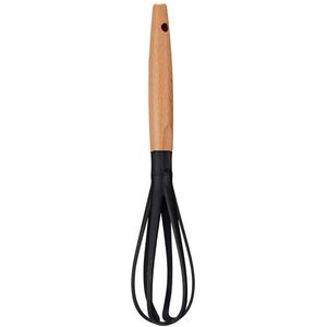 Kinvara Kook/keuken gerei - garde/opklopper - zwart/bruin - kunststof/hout - 31 cm