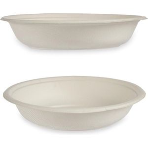 4x stuks verjaardag feest/BBQ wegwerp diepe bordjes van composteerbaar suikerriet 750 ml 20 x 4.5 cm