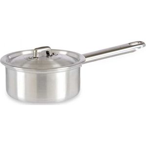 Steelpan/sauspan/juspan zilverkleurig 26 x 14 x 8 cm van 0.6 liter aluminium - Met handige deksel - Kookpannen
