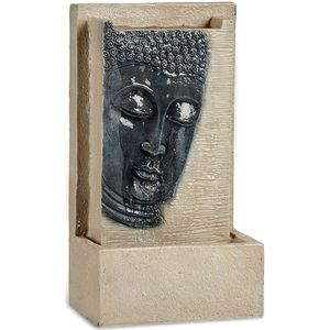 Buddha-Brunnen aus Harz grau-braun (16 x 48 x 26,5 cm)