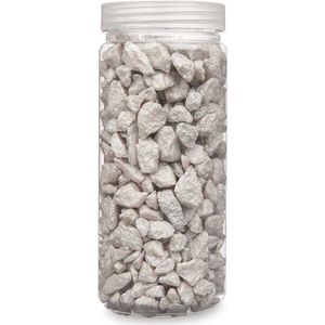 Giftdecor decoratie stenen/steentjes/kiezels - lichtgrijs - 10-20 mm steentjes - potje 700 gram