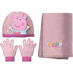 Arditex Peppa Pig winterset meisjes roze 3-delig