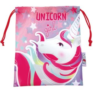 Knikkerzak - Roze - Polyester - Eenhoorn Print