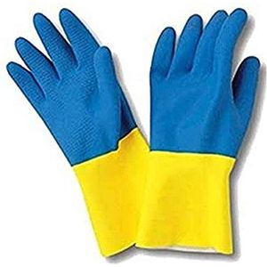 Sanyc Rubberen handschoen, latex, blauw/geel, middelgroot