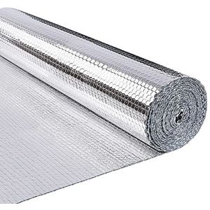 vounot 6815006195735 Warmte isolatie van aluminiumfolie dubbelzijdig 3 mm duurzaam voor reflectoren van warmte en kou ideaal voor ramen auto radiator 122 x 10 mzilver