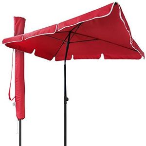 vounot Parasol, kantelbaar, rechthoekig, 200 x 125 cm, 160 g/m², met uv-bescherming, hoogte 2,35 m, polyester stof, opvouwbaar, voor buiten, incl. beschermhoes, rood