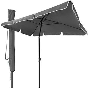 vounot Parasol, kantelbaar, rechthoekig, 200 x 125 cm, 160 g/m², met uv-bescherming, hoogte 2,35 m, polyester, parasol, opvouwbaar, voor buiten, incl. beschermhoes, grijs, 4505823739927