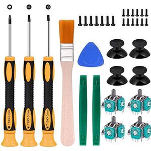 RGEEK 4 stks Vervanging Thumbsticks Joysticks Reparatie Vervanging Onderdelen Plating Vakmanschap T6 T8 Schroevendraaier Reparatie Kit met 2 Vervanging D Pads Rubber Geleidende R L Knop Compatibel Xbox Een