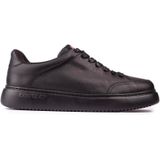 Runner K21 - Leren Sneakers - Zwart - Heren - Plat - Veters - Casual