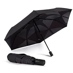 VOGUE - Opvouwbare paraplu, 100% Eco-Rpet-weefsel. Met gerecyclede plastic flessen, lichtgewicht, Teflon afwerking, UV-bescherming, windstootsysteem, automatisch openen en sluiten, Blanco Y Gris