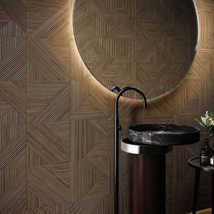 Valence - Tangram Decor Wandtegel - Bruin - Matte Afwerking - 32x100cm