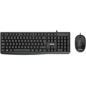 Nilox - NXKME0012 - Toetsenbord en Muis - Zwart - Qwerty Spaans - USB