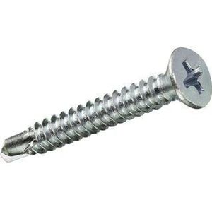 Schachtel mit 15 Einheiten selbstbohrender Flachkopf-Blechschrauben aus Zink 4,2 x 19 mm Fadix