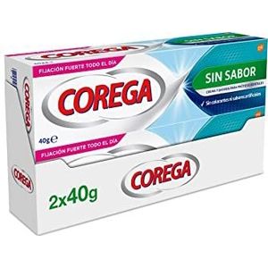 Corega Fixeercrème voor tandprothesen, sterke grip, zonder kleurstoffen, smaakneutraal, 2 x 70 g